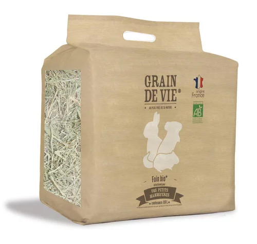 Déco extérieur：Foin bio XL pour petits mammifères Grain de vie - 150 L