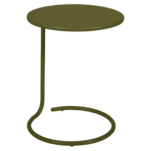 Confort nature：Table basse déportée Coolside coloris pesto en acier Fermob - Ø42 x 53 cm
