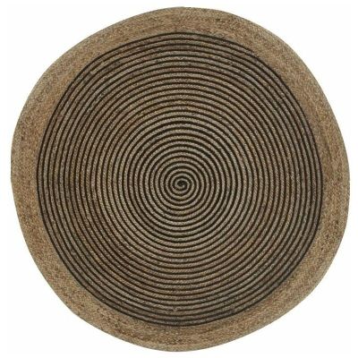 Tapis en jute et coton noir (Diamètre 150cm)