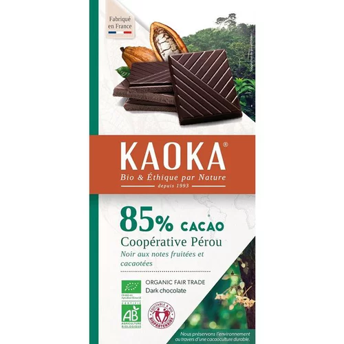 Extérieur loisirs：Chocolat noir 85 % cacao du Pérou bio - 100 g