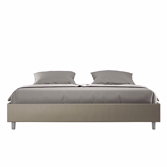Cadre de lit 180 × 210 – ITYHOME, Azelia, Similicuir cappuccino, 2 places, Sommier inclus