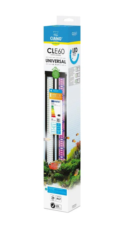 Extérieur malin：Rampe LED pour aquarium coloris noir Ciano - 60 cm