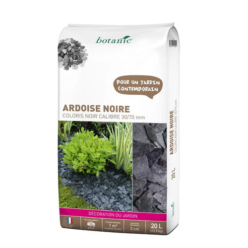 Pour créer votre espace extérieur:Ardoise noire pour jardin de calibre 30 à 70 mm en sac de 20 L