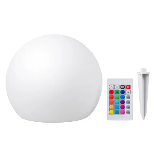 Autour du jardin：Boule flottante solaire en plastique blanc MultiBright SolarFloat Outside Living - Ø 20 x H 18 cm