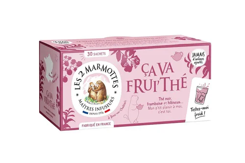 Idée pour le jardin:Boite de thé "ça va" frui'thé bio Les 2 marmottes - 60 g
