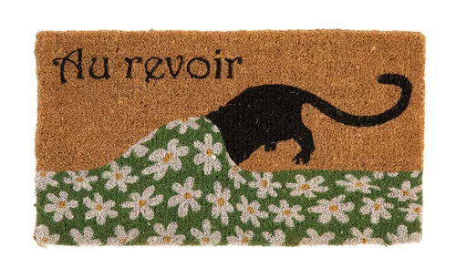 Pour donner du style au jardin:Paillasson en fibre de coco multicolore motif chat au revoir - 72 x 40 cm