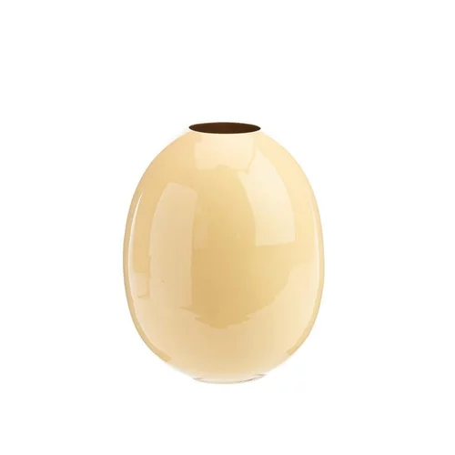 Pour mieux équiper vos extérieurs：Vase oval coloris beige en métal - 13 x 13 x 15,5 cm