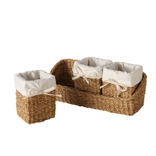 Plaisir au jardin:Ensemble de 4 paniers en algues marines gris clair Sophy - 38,5 x 13 x 17,5 cm