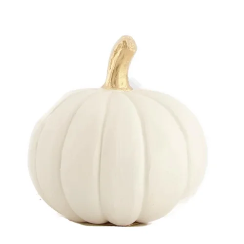 Solution extérieure:Citrouille coloris blanc en polyrésine - Ø 10 cm