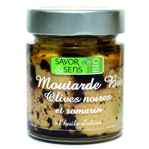 Choix extérieur:Moutarde bio aux olives noires et romarin 130 g