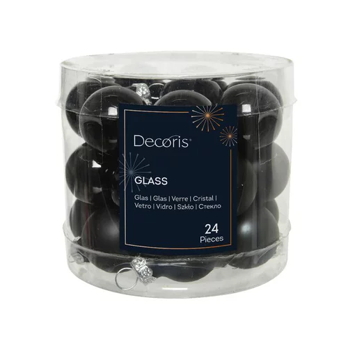 Malin pour le jardin:Boite de 24 mini-boules en verre brillant coloris noir - 2,5 cm