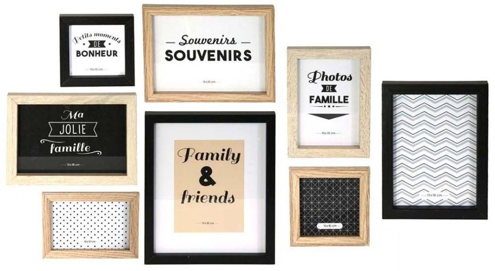 Cadres photos en bois La vie en famille (Lot de 8)
