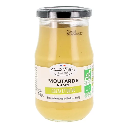 Jardin expert：Moutarde mi forte colza et olives bio en pot de 350 g