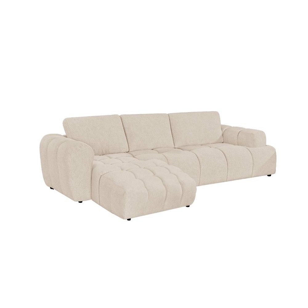 Canapé d'angle droit en tissu beige Syrel | Canapé