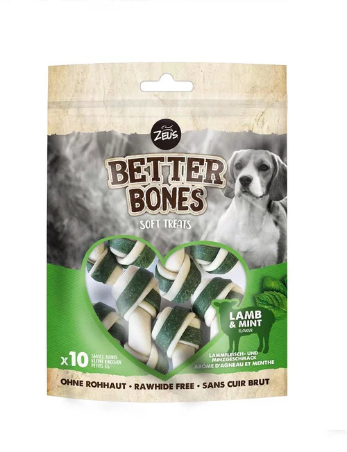 Un choix malin pour le jardin：Os à mâcher pour chien agneau et menthe Zeus Better Bones WrapBones - x 10