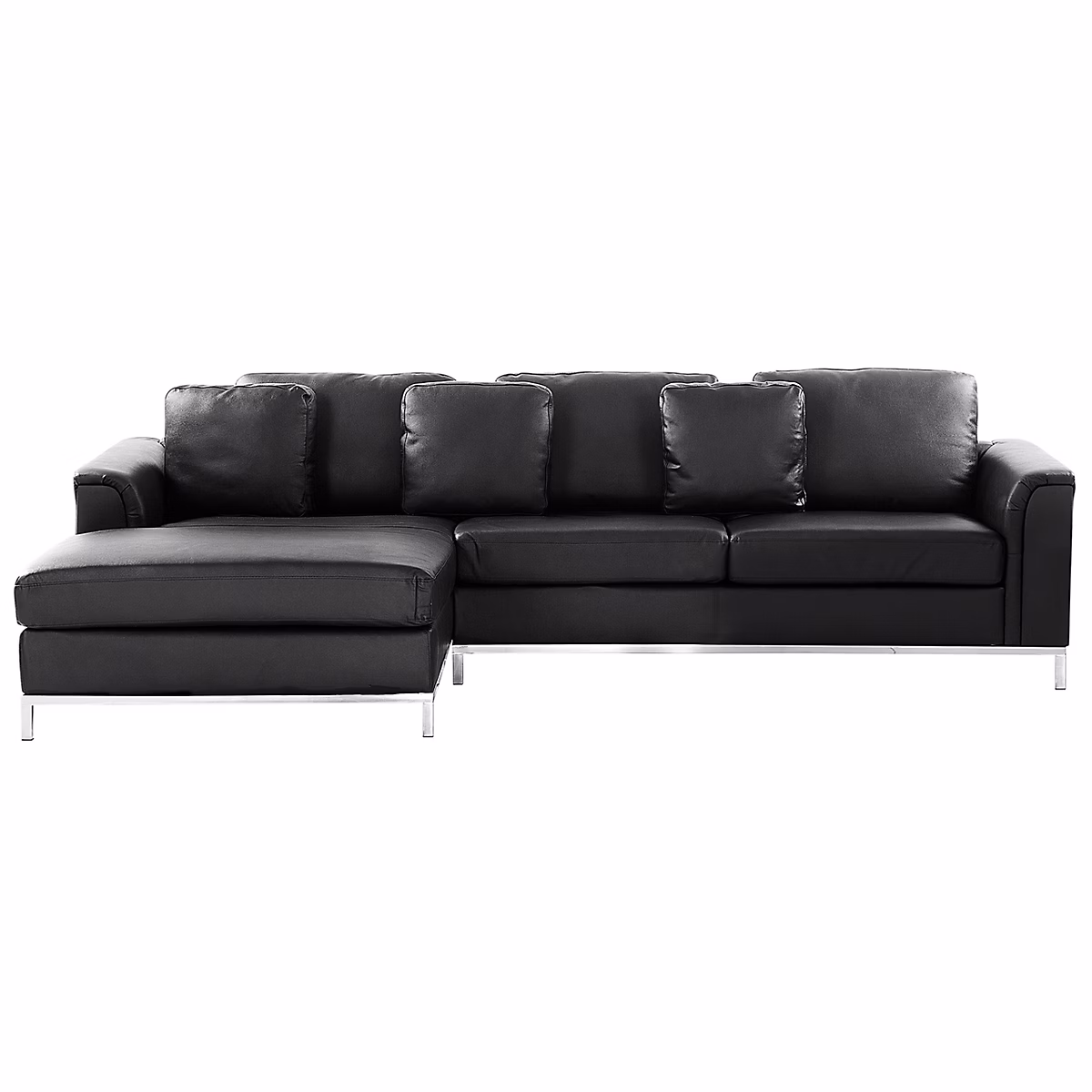 Canapé d'angle 4 places OSLO Cuir Noir Côté droit – Réf. GRBXRNEMA5379837941
