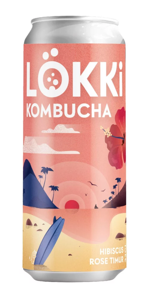 Jardin à vivre:Canette de Kombucha hibiscus rose et timur Lökki - 33 cl