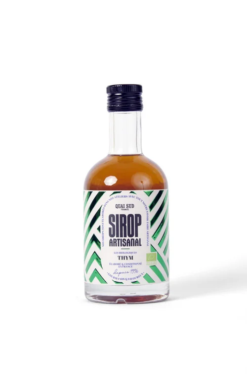 Pour votre extérieur:Sirop artisanal Bio au thym Quai Sud - Bouteille de 35 cl