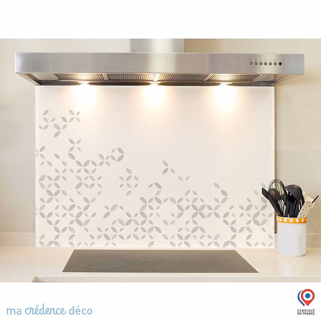 Crédence cuisine fond de hotte Rosaces | Verre trempé – L 90 cm x H 70 cm – MaCrédenceDéco