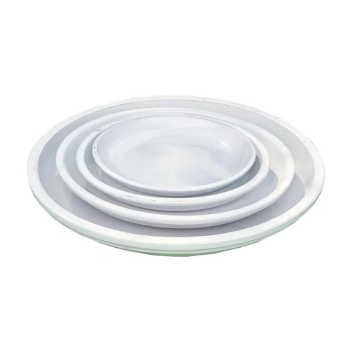 Facile jardin：Soucoupe en grès émaillé blanc Decolines Littoral - Ø 22 cm