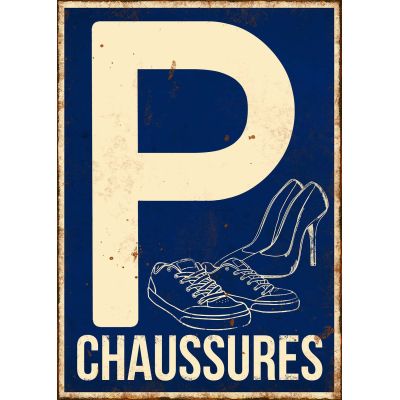 Plaque en métal humour 21 x 15 cm (Parking chaussures)