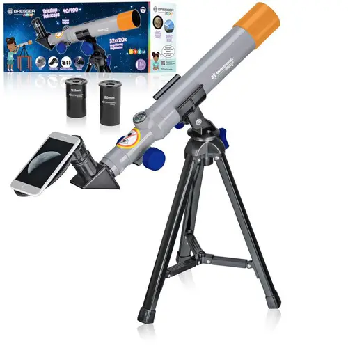 Le petit plus pour l’extérieur:Lunette astronomique compacte enfant grise Bresser - 34 x 5,5 x 5,5 cm