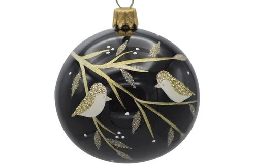 Pour embellir vos extérieurs:Suspension boule décorative Graphique coloris noir en verre - Ø 7 cm
