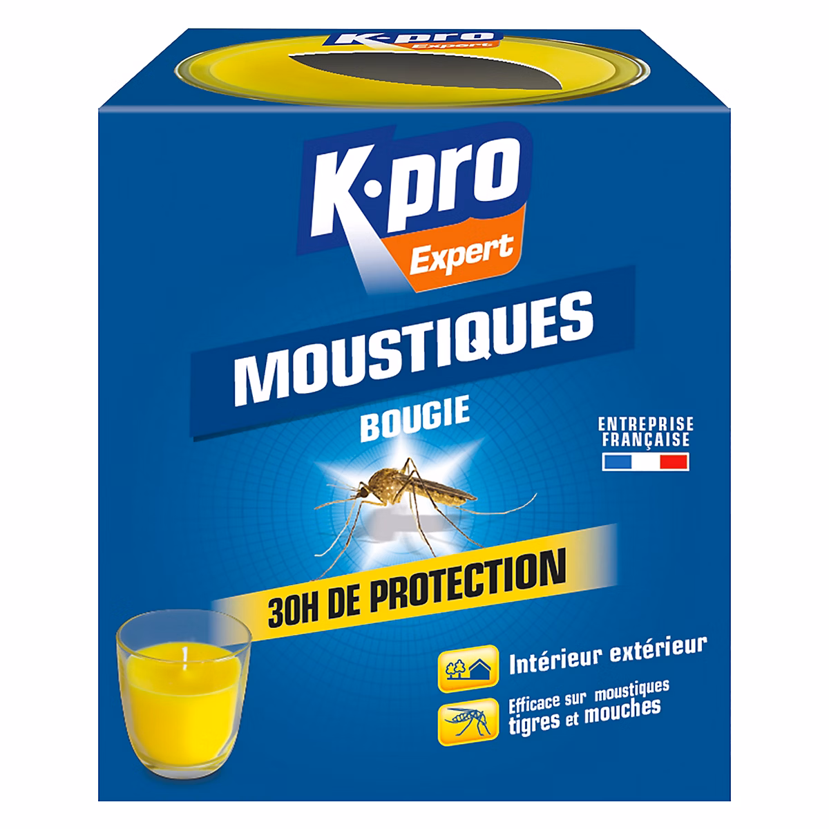 Bougie anti – moustique insecticide intérieur extérieur parfum citronnelle Kapo Expert 30h de protection