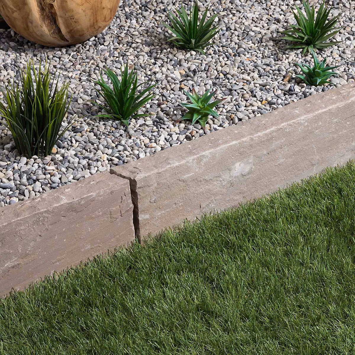 Bordure de jardin Grès Kandla Ocre 100 × 20 × 8 cm (bordures soit 20 mètres) – RO'MA NATURE, lot de 20