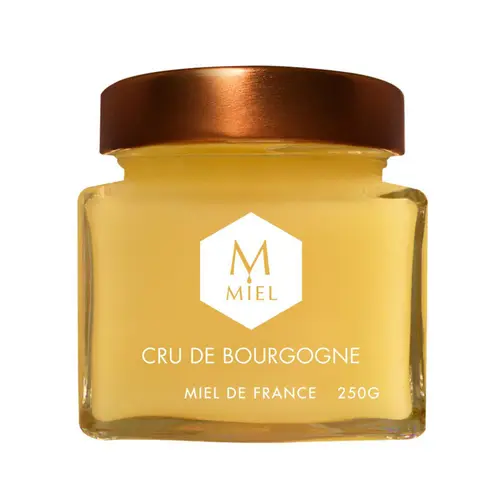 À découvrir au jardin：Miel cru de Bourgogne dans un pot en verre Hexagone - 250 g