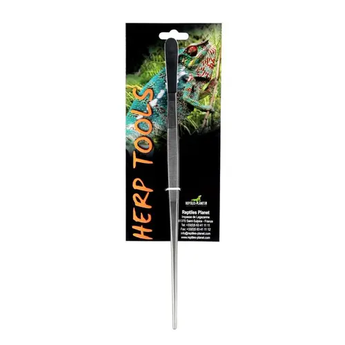 Pour le jardin:Pince pour nourrissage en inox avec manche coloris noir Reptile Planet - 30 cm