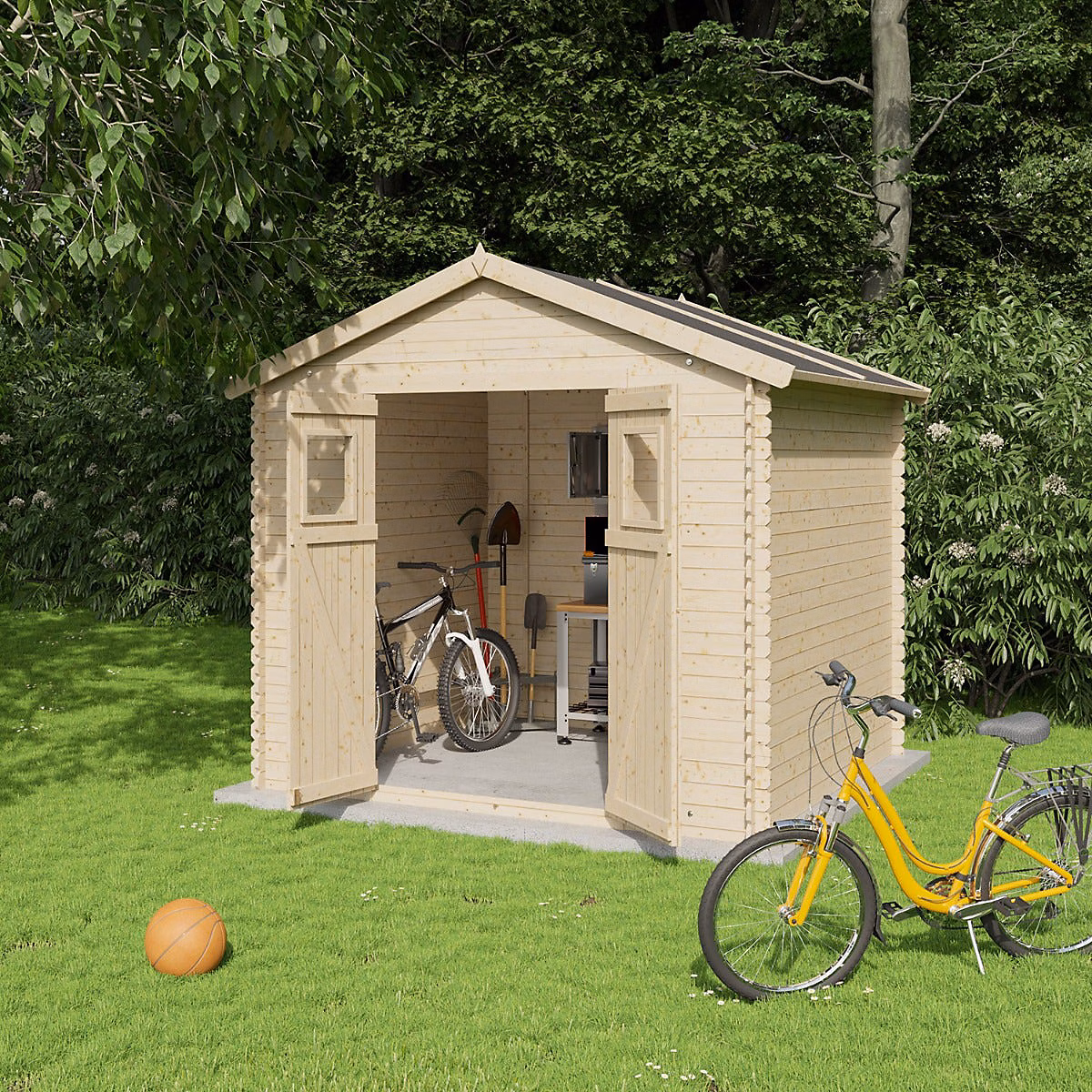 Abri de jardin bois TRIGANO 6.25 m² avec porte simple et panneaux robustes pour organiser et protéger votre matériel extérieur – Réf. PBRZMKOTA3910449829