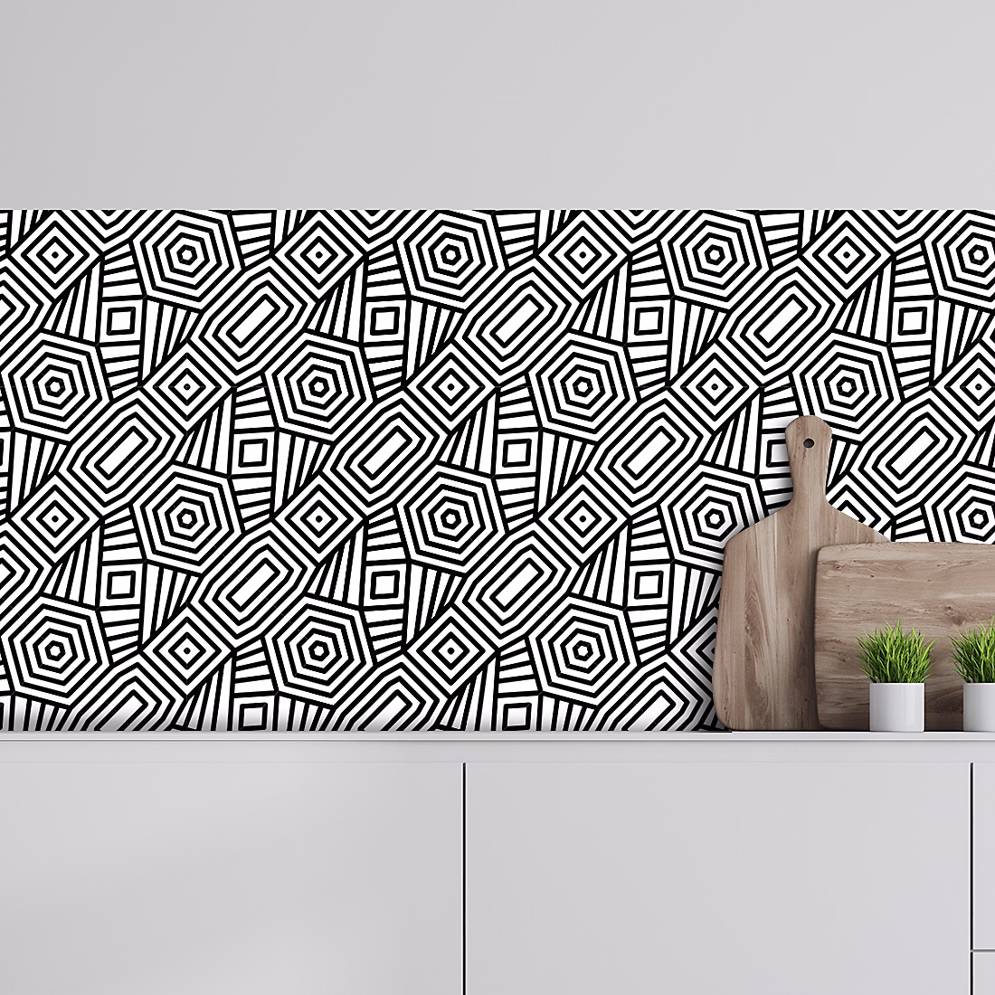 Crédence adhésive motifs géométriques 60 × 300 cm