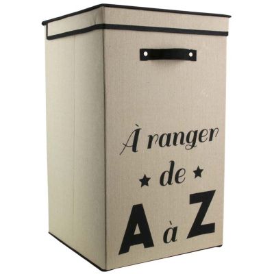 Panier à linge pliable en tissu 70L Famille (Beige)
