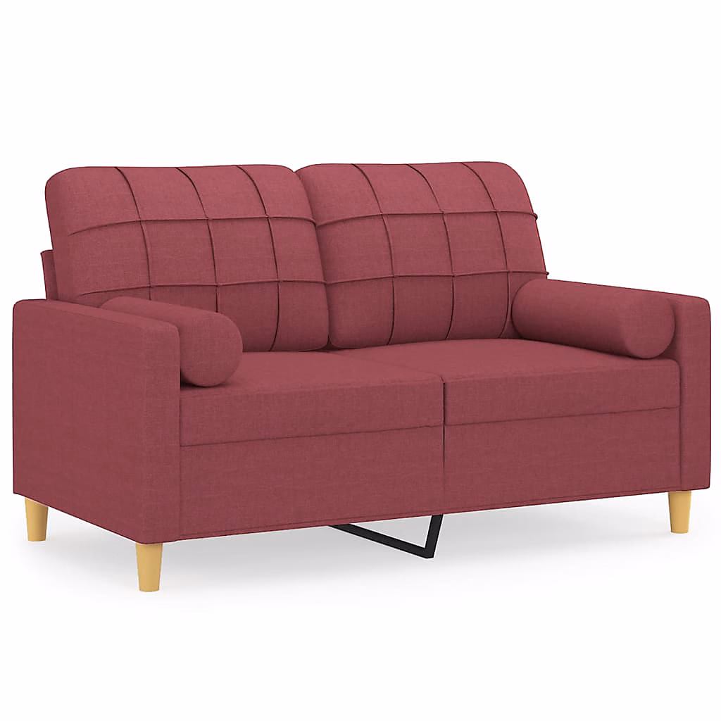 Canapé 2 places avec oreillers bordeaux 120 cm tissu vidaXL | Canapé