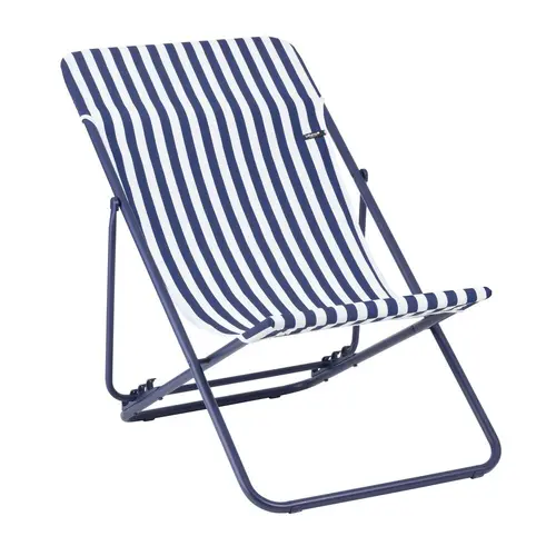 Une touche pratique à l’extérieur：Maxi transat colorblock rayure indigo Lafuma coloris bleu en polyester - 62 x83 x 91 cm