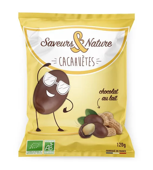 Les incontournables du jardin：Drôles de cacahuètes enrobées de chocolat au lait grand sach 120 g