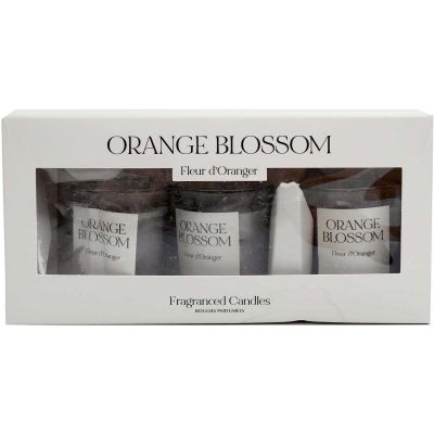 Coffret 3 bougies parfumées en verre (Senteur fleur d'oranger)
