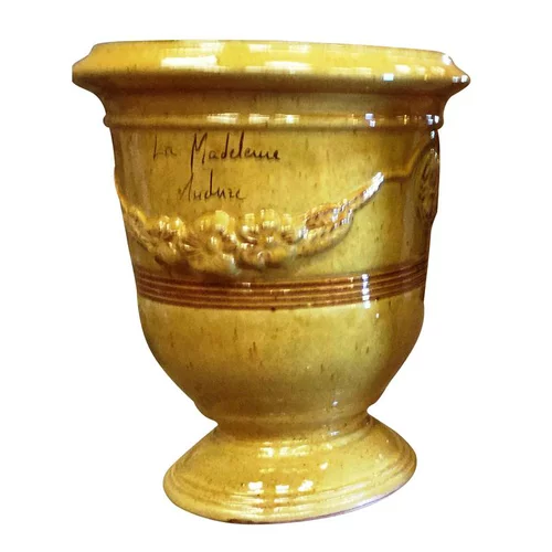 Espace vert pratique:Vase Anduze mini jaune en terre cuite émaillée H 22 x Ø 17 cm