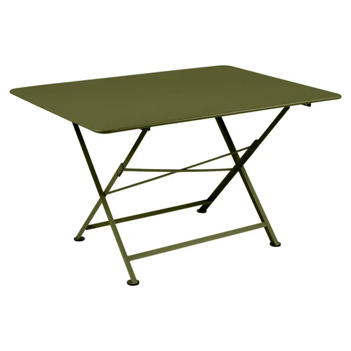 Bien pensé jardin：Table pliante Cargo coloris vert en acier Fermob - 128 x 90 cm