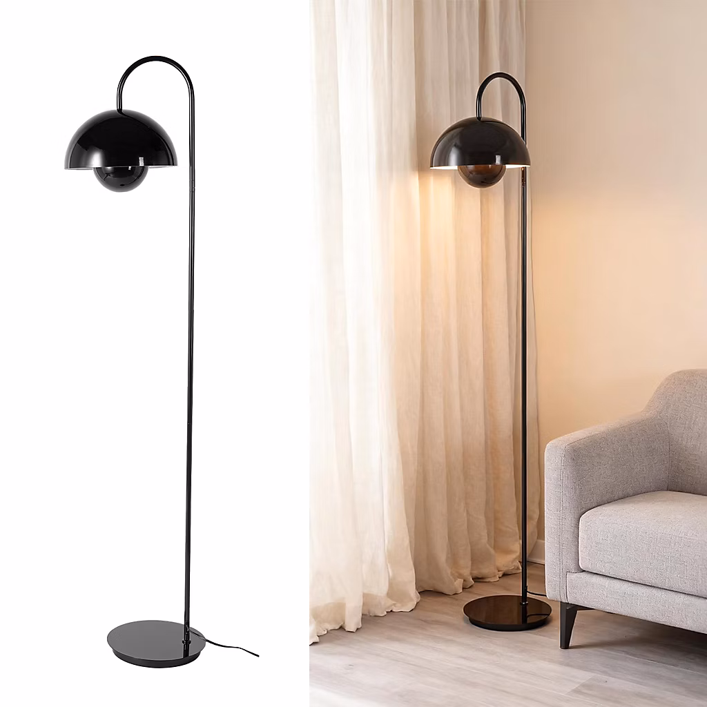ALPINALUZ Lampadaire forme zêta – métal style nordique , douille E27 noir