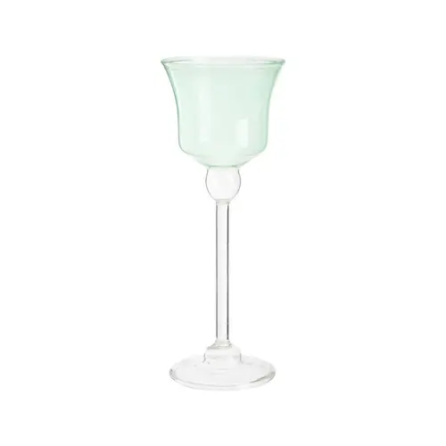 Jardin et pratique：Photophore forme tulipe en verre vert - Ø 8,5 x H 22 cm