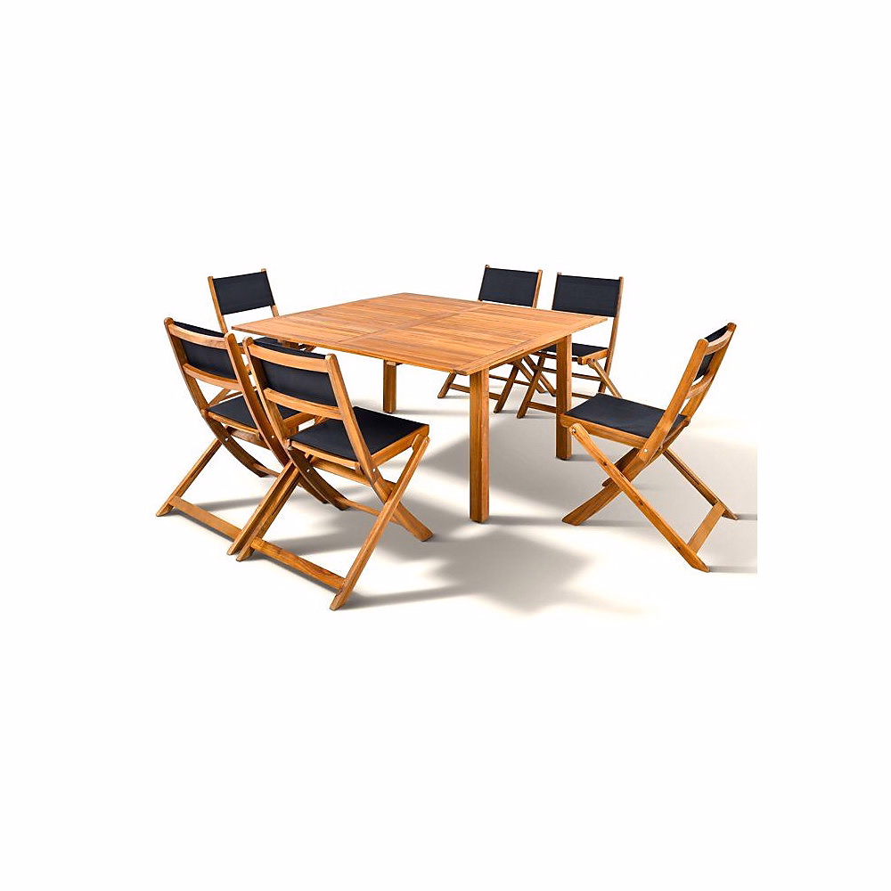 Ensemble repas de jardin TOSCANA – Table extensible + 6 six chaises pliantes | Bois d'acacia | 6 places | Bocarnea