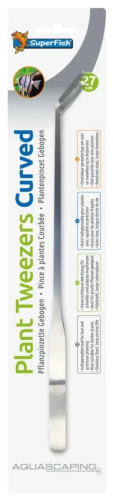 Pour tous vos besoins extérieurs:Pince à plantes pour aquarium en inox courbé SuperFish - 27 cm