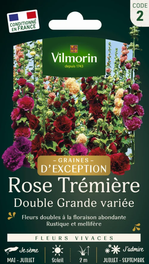 Pour mieux vivre dehors:Rose Trémière Double grande variée Vilmorin - graines à semer