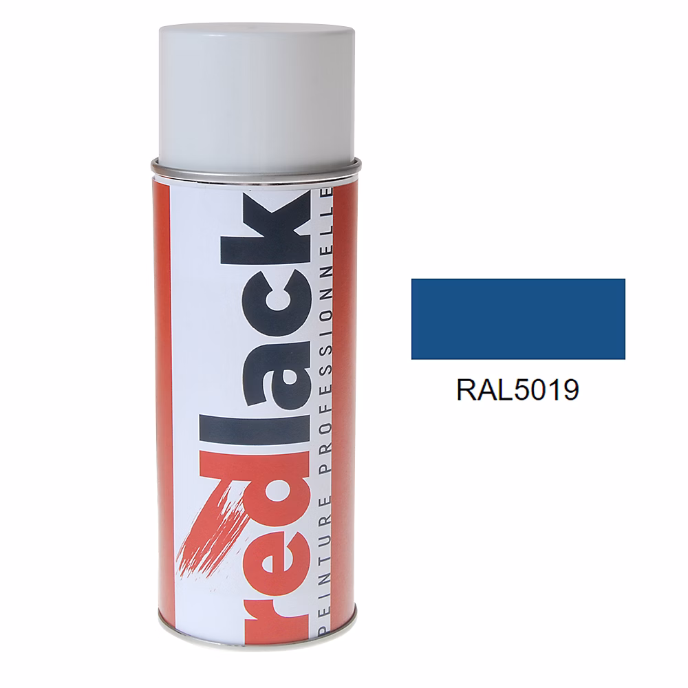 Bombe de peinture Aérosol | spray – 400ml – RAL 5019 Bleu capri – Mat – multisupport – Redlack – RAL5019