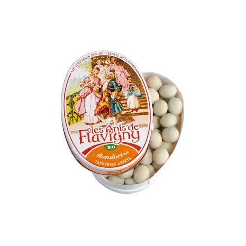 Facile dehors：Anis de Flavigny bio à la mandarine en boite ovale 50 g