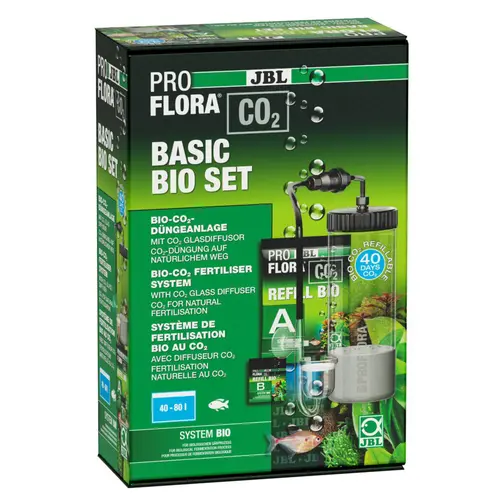 Pour vos espaces：Système de fertilisation bio au CO2 pour plantes en aquariums d’eau douce de 40 à 80 litres JBL Proflora CO2 Basic Bio Set