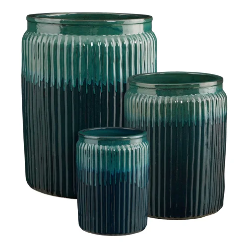 Choix nature:Pot rond en céramique coloris vert Edelman Lugano - Ø 54 × 70 cm