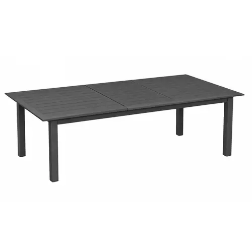 Adapté à vos extérieurs：Table en aluminium graphite Caméline II - 220/320 x 110 cm